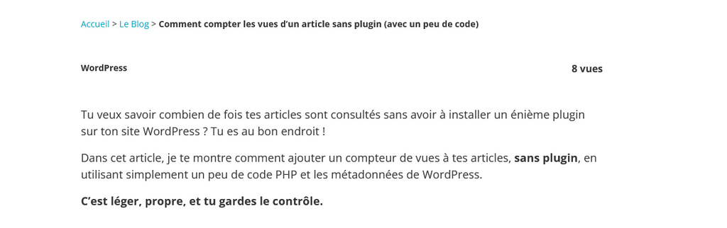 Affichage du nombre de vues dans un article WordPress