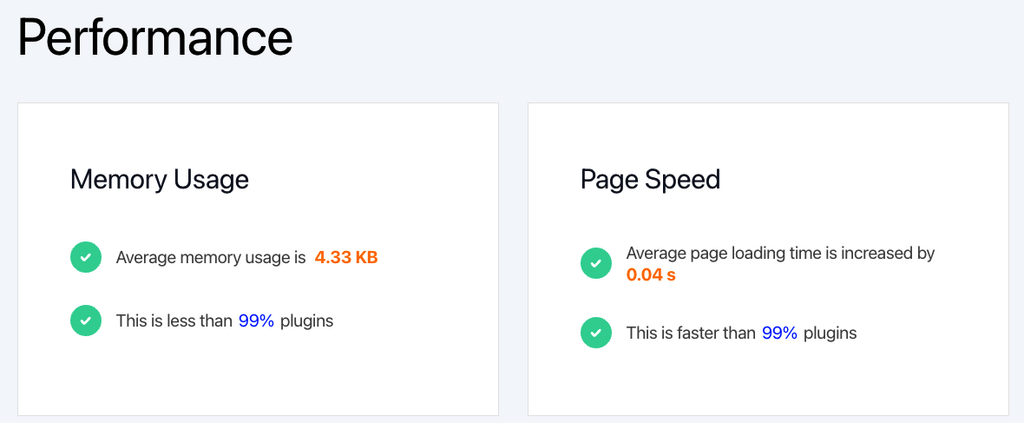 Excellent score de performance après le Test par WP Hive