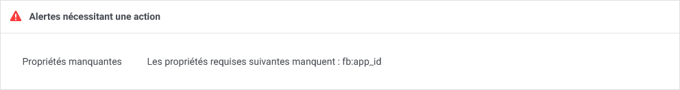 Propriété manquante fb:app_id