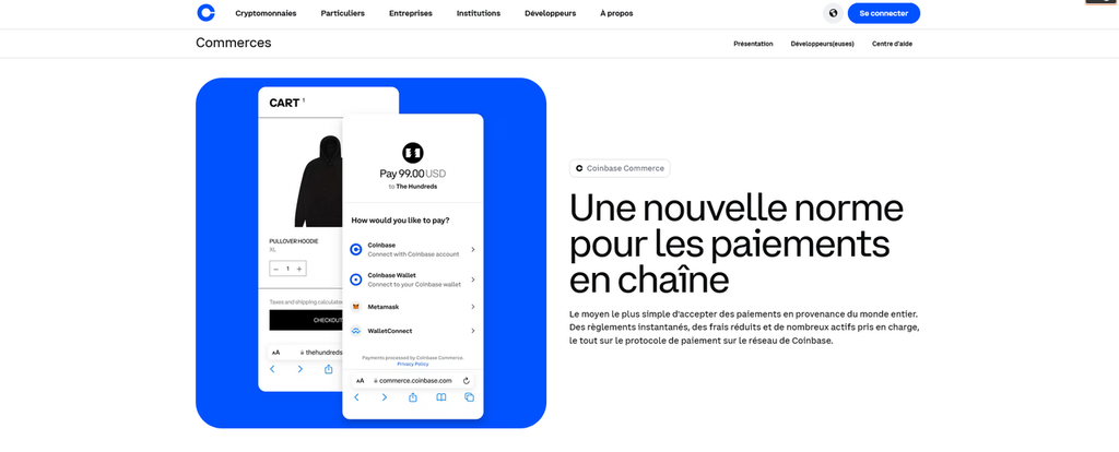 Coinbase Commerce est la solution simple et sécurisée pour les règlement en cryptomonnaies
