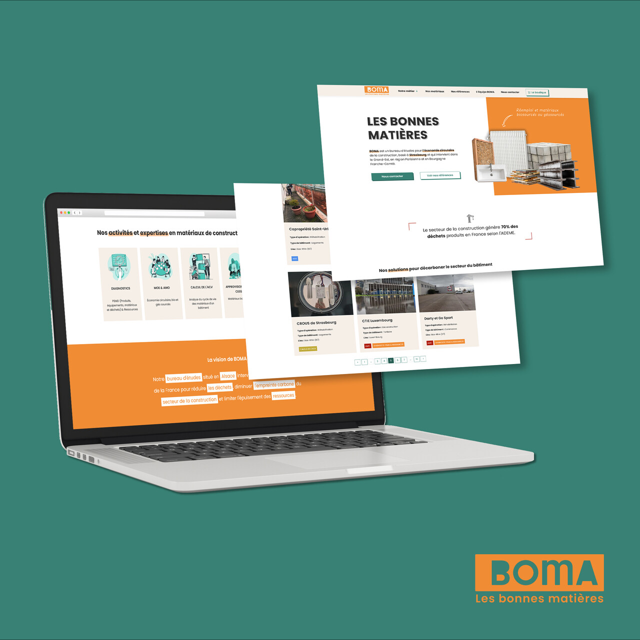 BOMA Les Bonnes Matières : réalisation du site internet sur-mesure WordPress